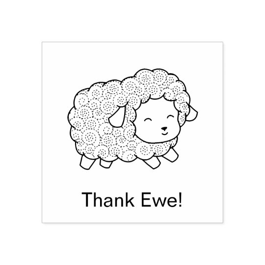 Curly Coat Thank Ewe (You) Sheep Rubber Stamp
