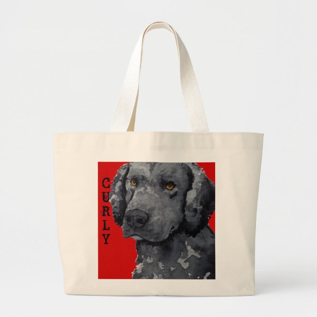 Curly-Coated Retriever Colour Block Large Tote Bag (Front)