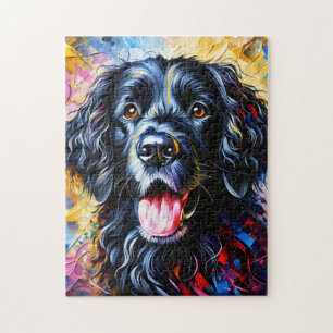 Curly-Coated Retriever Dog Portrait Acrylic Art Jigsaw Puzzle