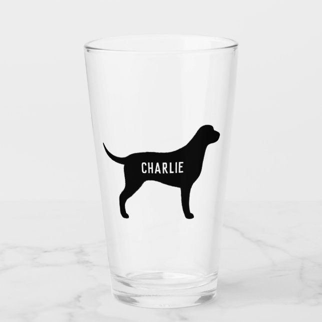 Curly Coated Retriever Dog Silhouette Personalised Glass (Front)