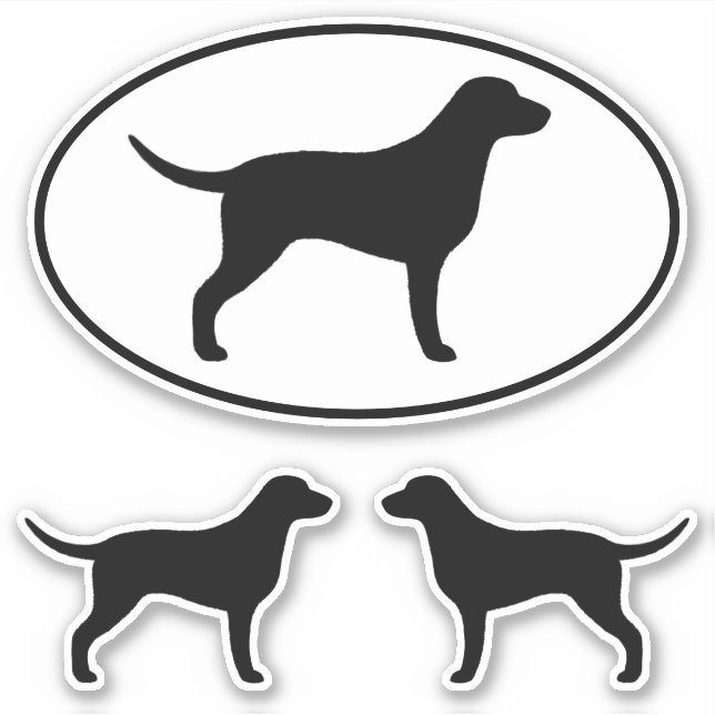 Curly Coated Retriever Dog Silhouettes Sticker Set (Front)