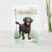 Curly Coated Retriever Dog Under Birthday Sign