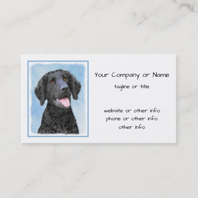 Curly-Coated Retriever Painting - Original Dog Art Business Card (Front)