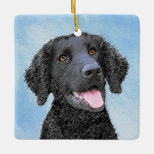Curly-Coated Retriever Painting - Original Dog Art Ceramic Ornament