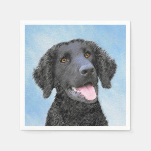 Curly-Coated Retriever Painting - Original Dog Art Napkin