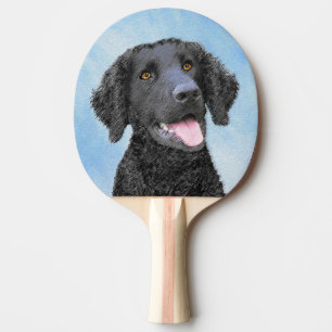 Curly-Coated Retriever Painting - Original Dog Art Ping Pong Paddle