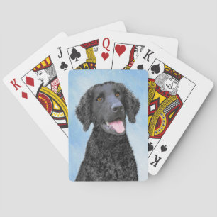 Curly-Coated Retriever Painting - Original Dog Art Playing Cards