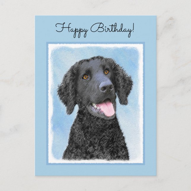 Curly-Coated Retriever Painting - Original Dog Art Postcard (Front)