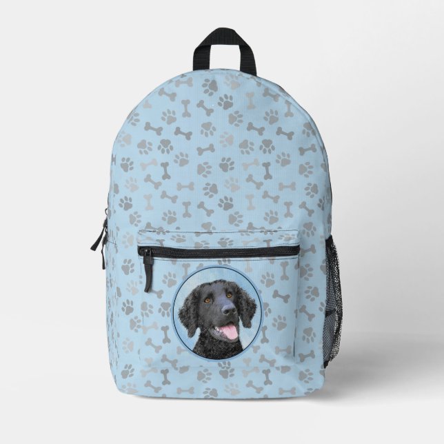 Curly-Coated Retriever Painting - Original Dog Art Printed Backpack (Front)