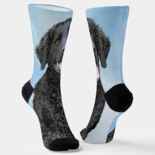 Curly-Coated Retriever Painting - Original Dog Art Socks