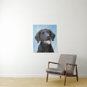 Curly-Coated Retriever Painting - Original Dog Art Tapestry