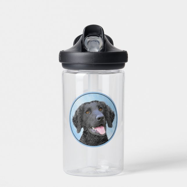 Curly-Coated Retriever Painting - Original Dog Art Water Bottle (Front)