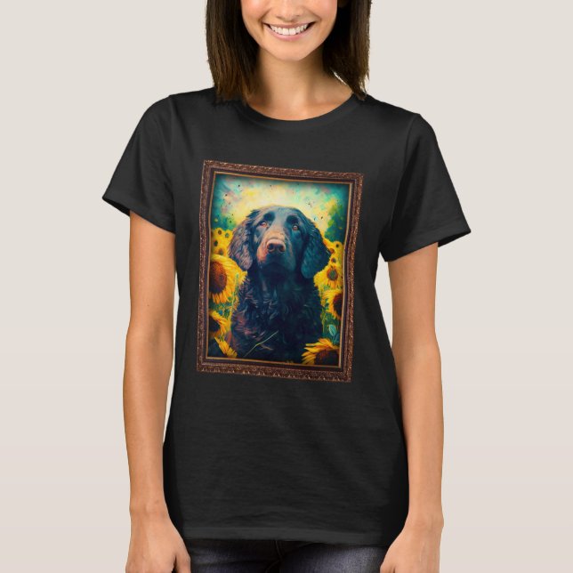 Curly coated Retriever Painting Sunflower Flower M T-Shirt (Front)