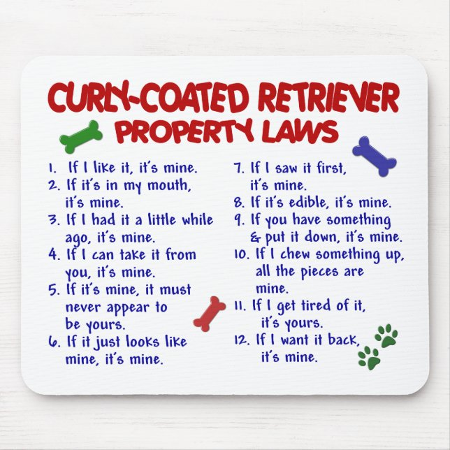 CURLY-COATED RETRIEVER Property Laws 2 Mouse Mat (Front)