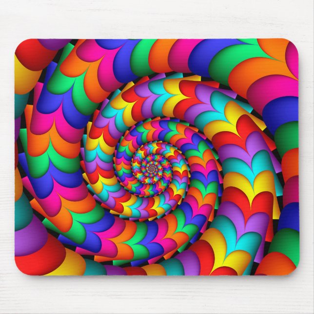 Curly Coil Rainbow Spiral Mousepad (Front)