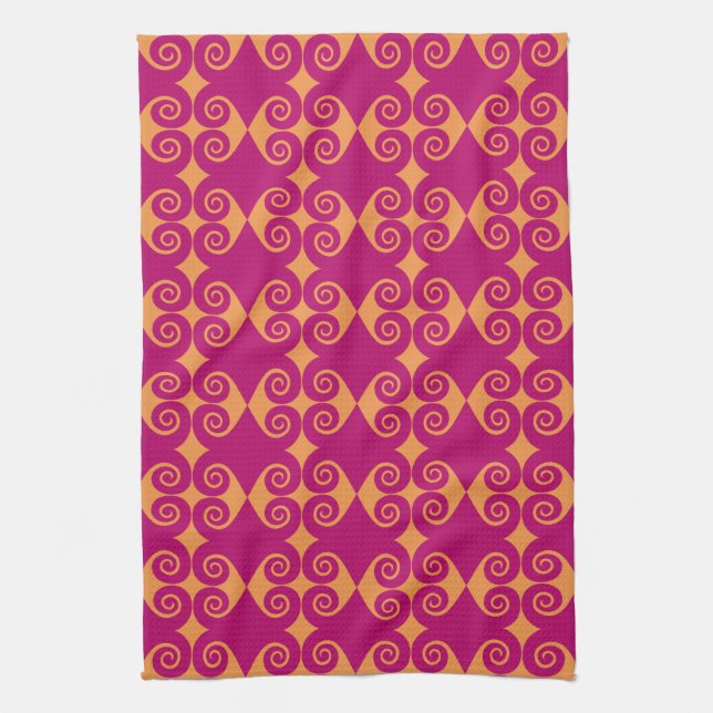 Curly Diamond Pattern Tea Towel (Vertical)