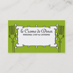 curly forks decorative chef catering business c... business card
