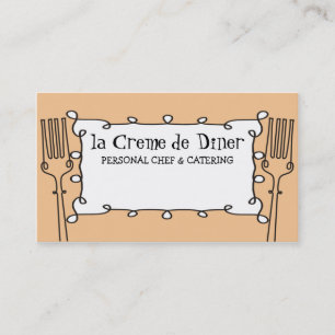 curly forks decorative chef catering business c... business card
