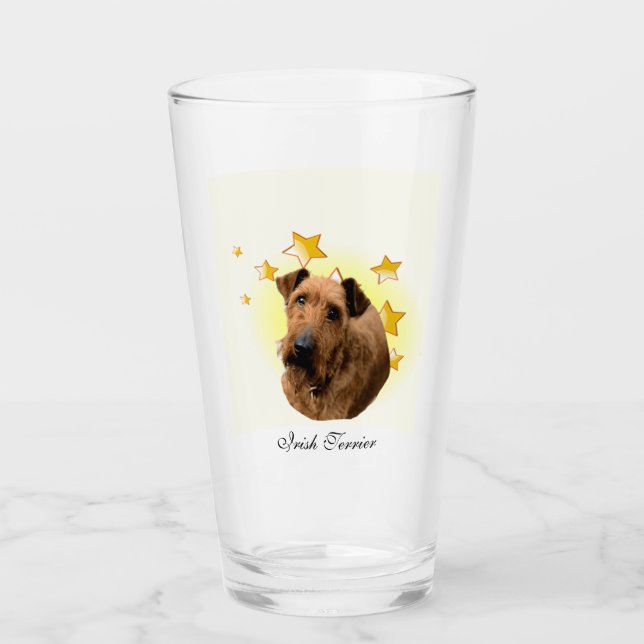 Curly Fur Irish Terrier is a Star     Glass (Front)