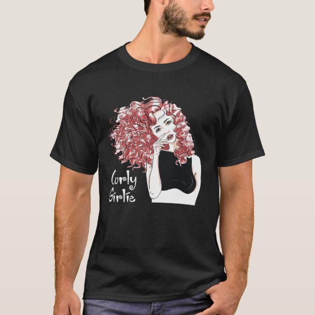 Curly Girly Cute Curly Hair Natural Redhead Wild C T-Shirt (Front)
