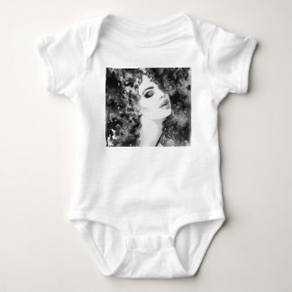 Curly Grace: Fashion Watercolor Beauty Baby Bodysuit