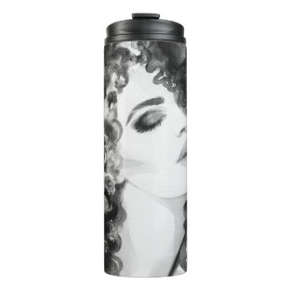 Curly Grace: Fashion Watercolor Beauty Thermal Tumbler