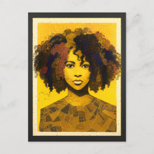 Curly Hair African American Woman Collage Postcard