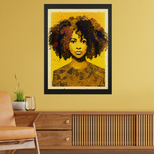 Curly Hair African American Woman Collage Poster