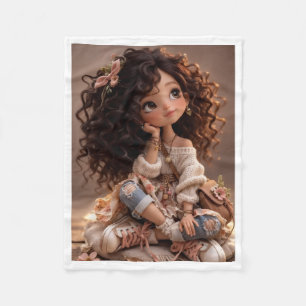 Curly Hair Doll Portrait Blanket