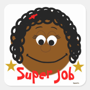 Curly Hair Ethnic Girl Super Job Sticker