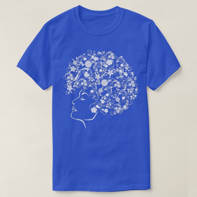 Curly Hair Flowery Because Nature Is Perfect Afro  T-Shirt (Design Front)