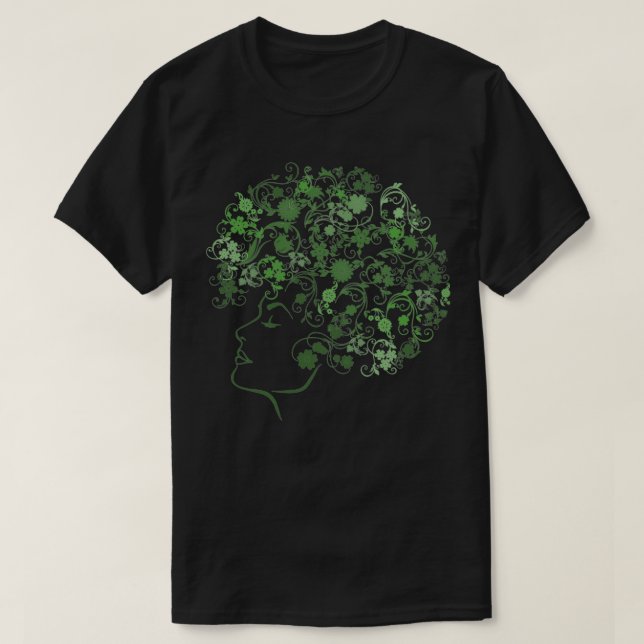 Curly Hair Flowery Because Nature Is Perfect Afro T-Shirt (Design Front)