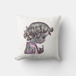 Curly Hair Girl square pillow 