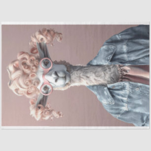 Curly Hair Llama Pink Sunglasses Decoupage  Tissue Paper