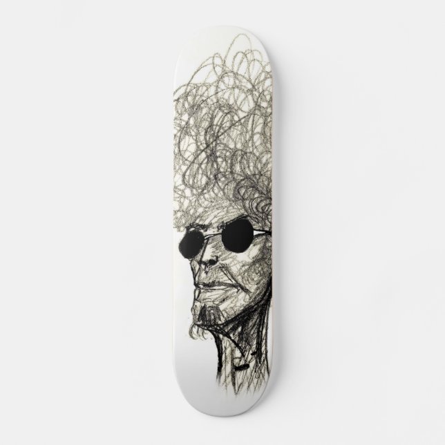 Curly Hair Man with Black Sunglasses Skateboard (Front)