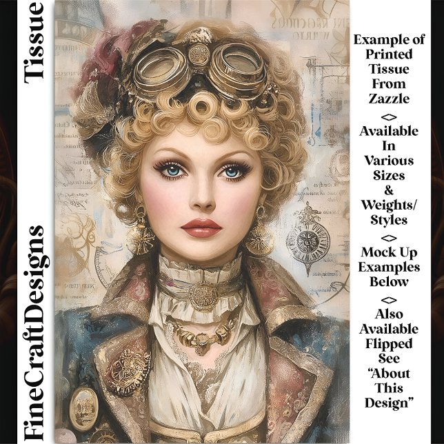 Curly Hair Steampunk Woman Collage DM1L Decoupage Tissue Paper (Creator Uploaded)