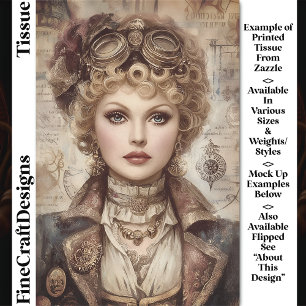 Curly Hair Steampunk Woman Collage DM1LF Decoupage Tissue Paper