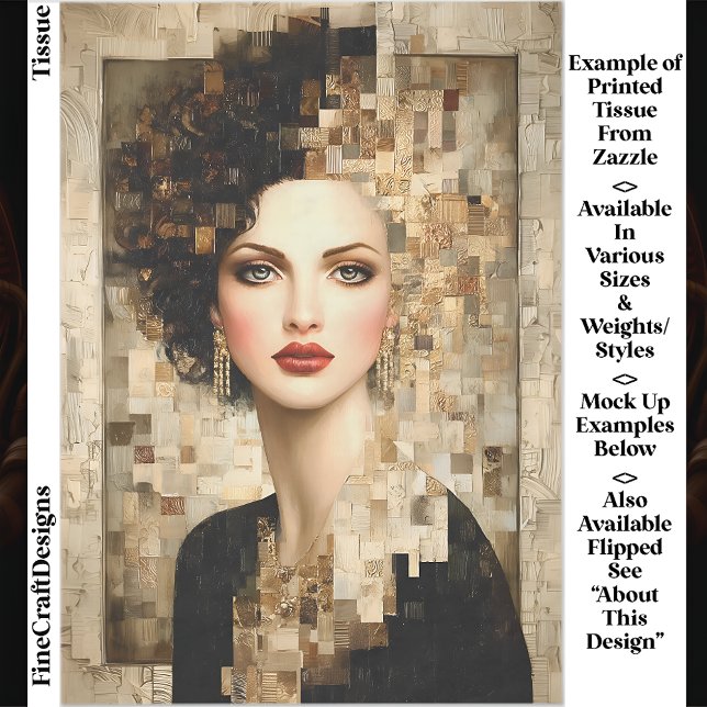 Curly Hair Woman, Mosaic Portrait EB8R Decoupage Tissue Paper (Creator Uploaded)