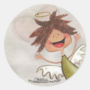 Curly Haired Angel-Pray for Today, Everyday! Classic Round Sticker