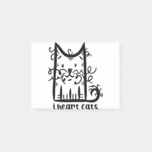 Curly Haired Messy Cat I Heart Cats Post-it Notes