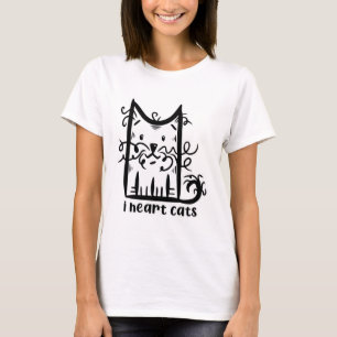 Curly Haired Messy Cat I Heart Cats T-Shirt