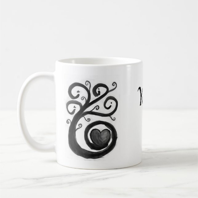 Curly Heart Ink Mug With Personalisation (Left)