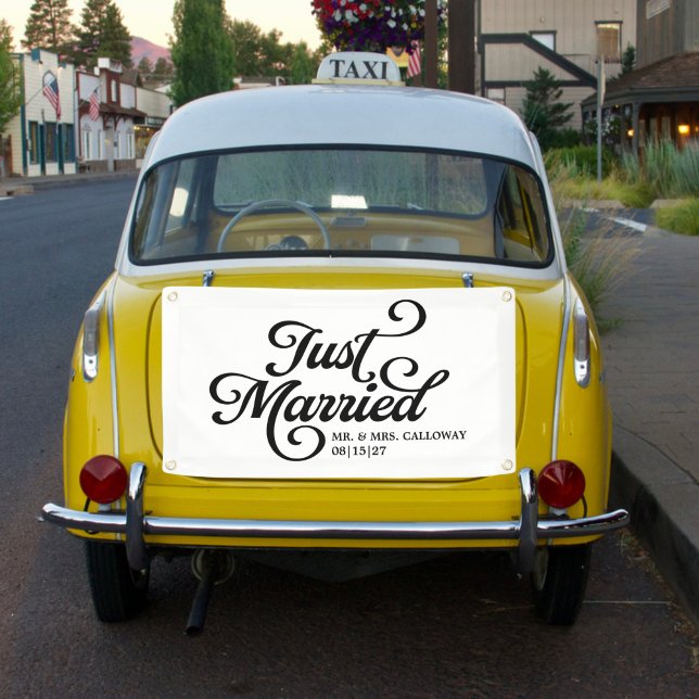 Curly Just Married Car Banner (Creator Uploaded)