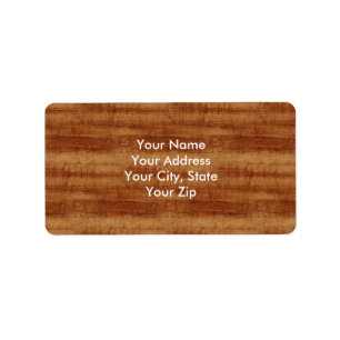 Curly Koa Acacia Wood Grain Look Label