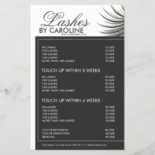Curly Lashes Eyelash Extensions Black Price List Flyer