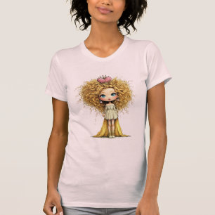 Curly Princess Doll Cute Fairytale Art T-Shirt