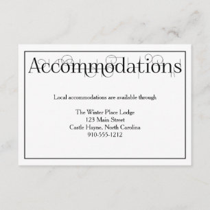 Curly Print Wedding Accommodations Details Card