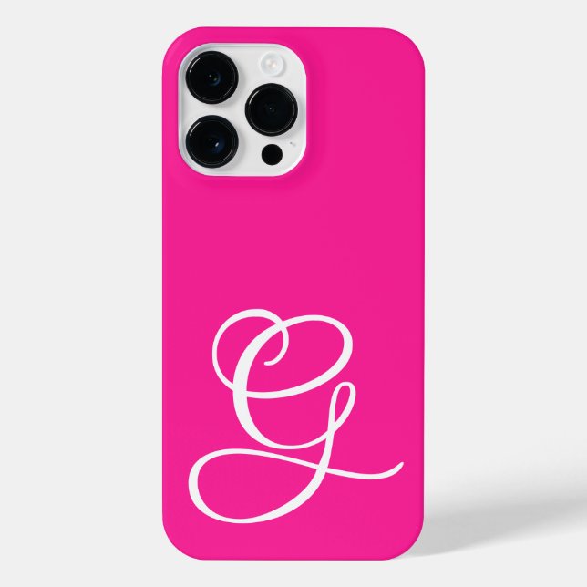 Curly Script Monogrammed Hot Pink iPhone Case (Back)
