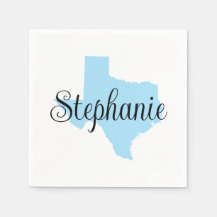Curly Script Name Baby Blue Texas Napkin