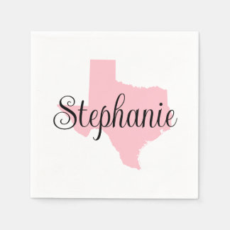 Curly Script Name Pink Texas Napkin